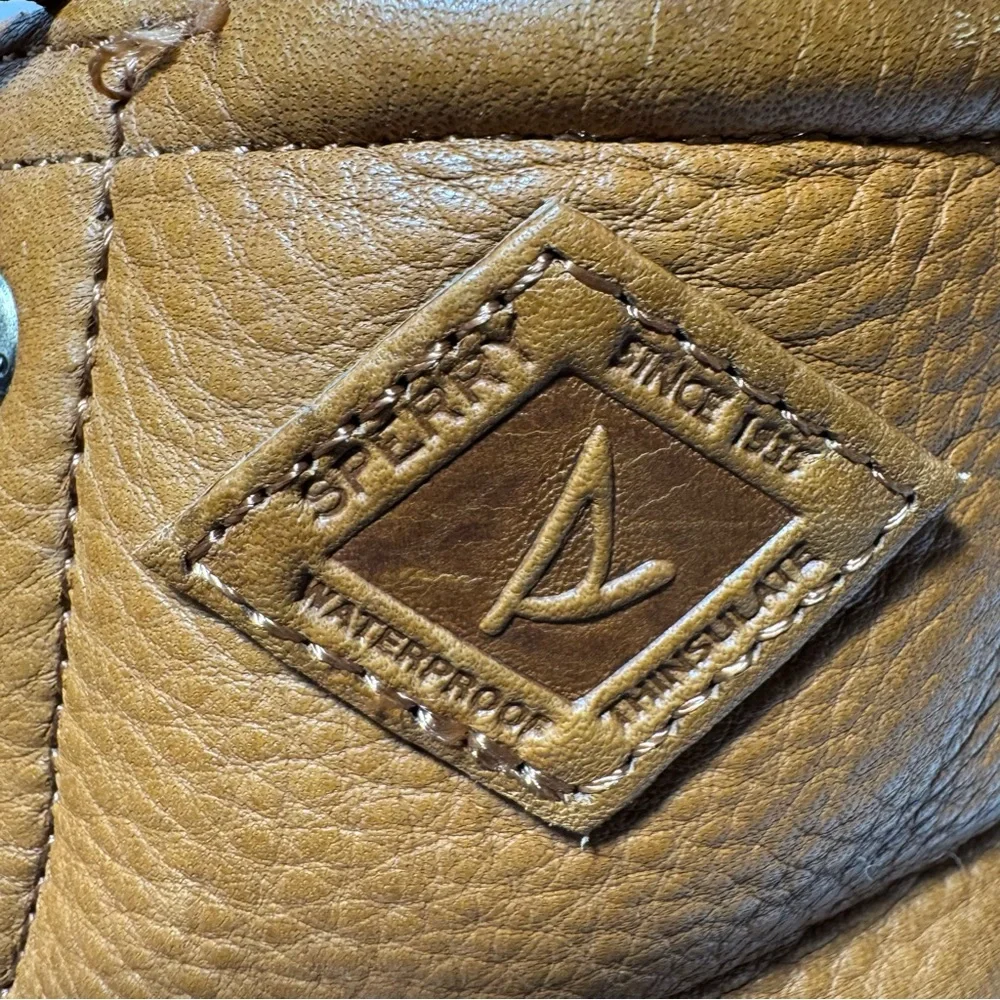 New Sperry Women's Saltwater Tan /Black  Winter Luxe Leather Duck Boot Size 6